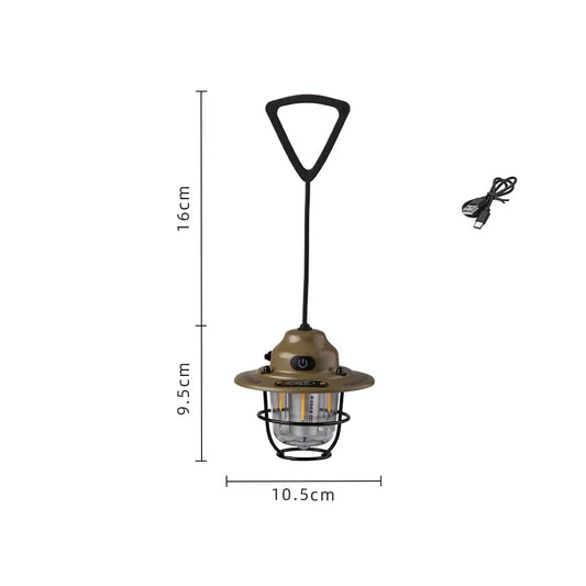 Camping Lantern Vintage LED, Rechargeable Retro Hanging Lamp, Durable & Portable Light for Outdoor Camping Picnic Home Decor
