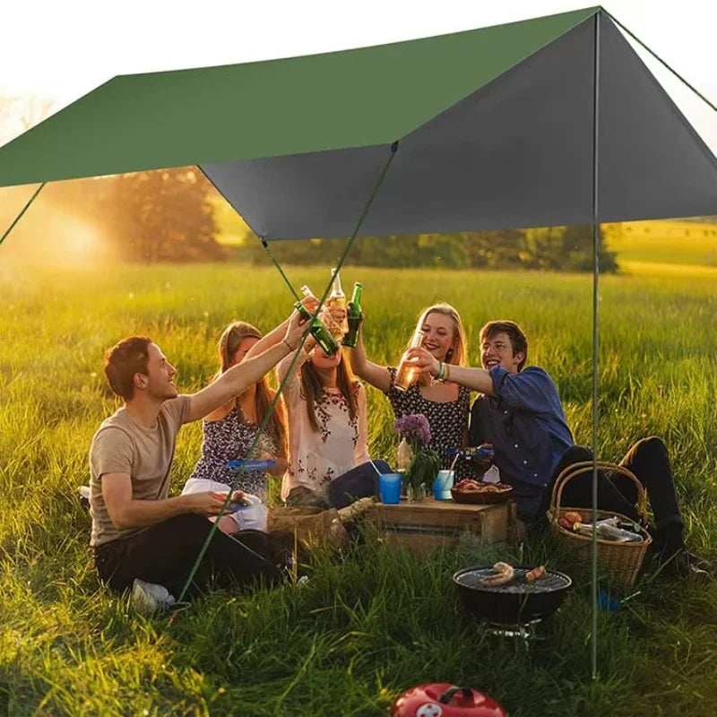 Camping Canopy: A Multifunctional Outdoor Shelter Featuring Four Elastic Guy Lines and Two Ground Anchors （Without support rods）