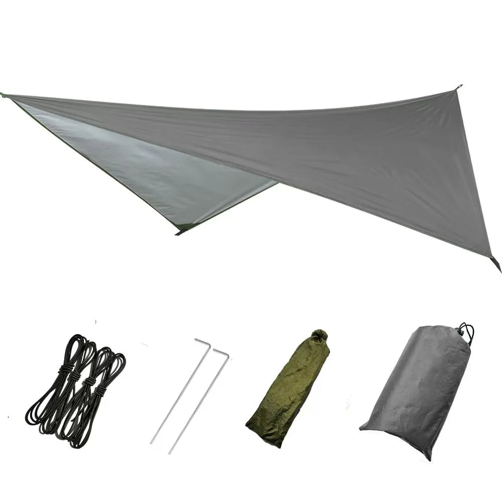 Camping Canopy: A Multifunctional Outdoor Shelter Featuring Four Elastic Guy Lines and Two Ground Anchors （Without support rods）
