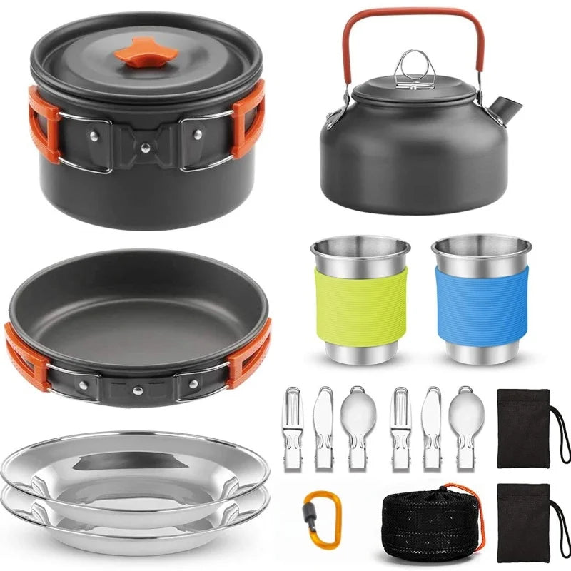 Outdoor cooking kit  Portable tableware  Lightweight cooking utensils  Suitable for hiking, backpacking, picnics and travel use